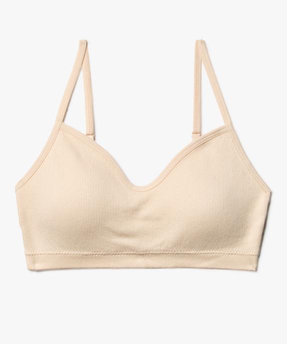 Brassière à fines bretelles en maille côtelée avec mousses amovibles fille vue1 - GEMO (JUNIOR) - GEMO