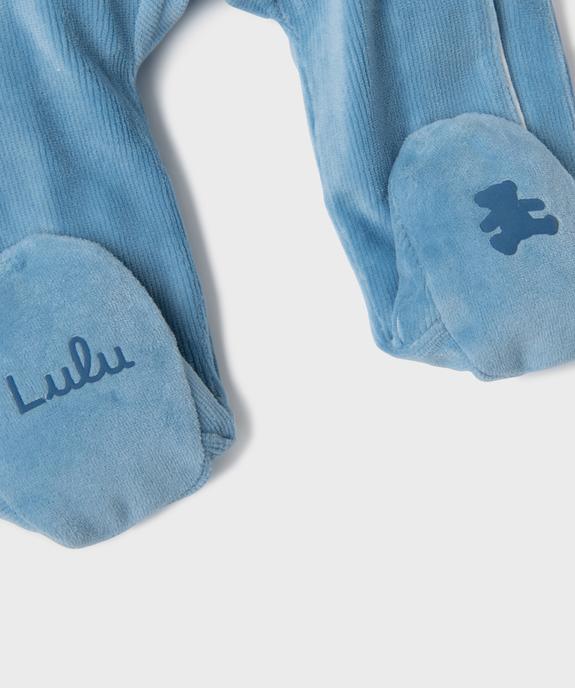 Pyjama en velours ouverture devant bébé garçon - LuluCastagnette vue3 - LULU CASTAGNETTE GEMO FOR GOOD - GEMO