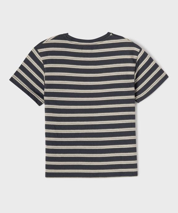 Tee-shirt manches courtes à rayures brodées garçon vue3 - GEMO (ENFANT) - GEMO