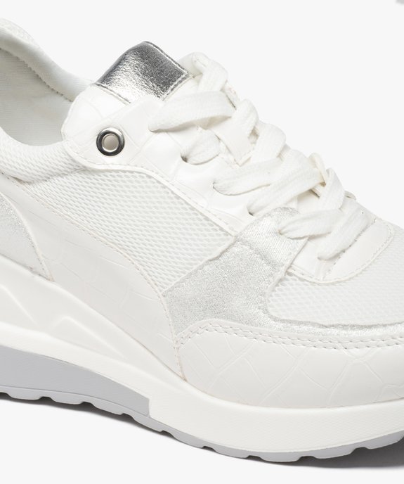 Baskets femme unies et compensées à lacets imitation croco vue6 - GEMO (SPORTSWR) - GEMO