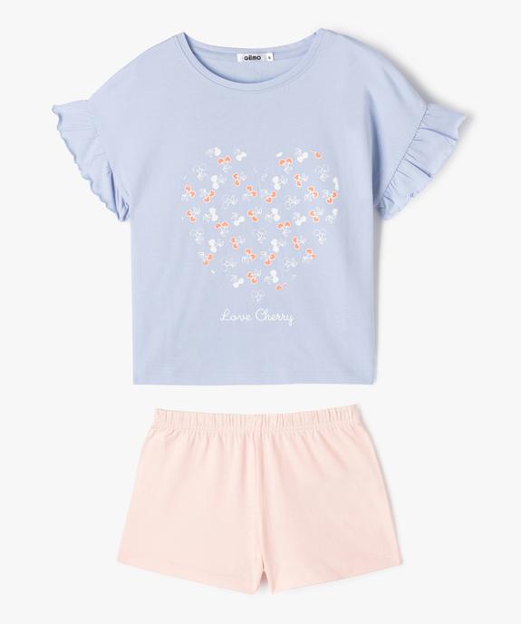 Pyjashort avec motif cerises fille vue1 - GEMO 4G FILLE - GEMO