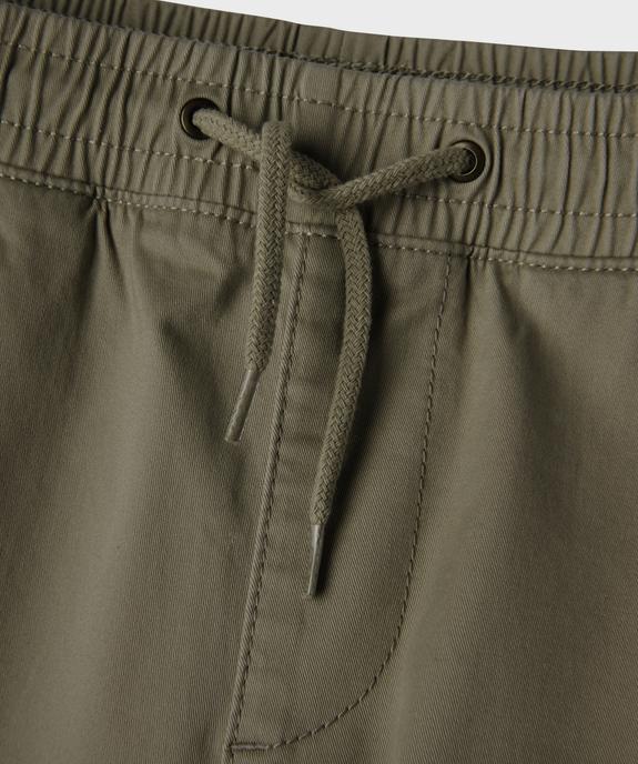 Pantalon cargo jogger en coton stretch à taille élastiquée garçon vue2 - GEMO (JUNIOR) - GEMO