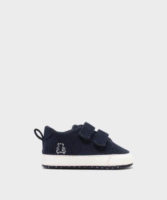 Chaussons de naissance en velours côtelé à scratch - LuluCastagnette vue1 - LULUCASTAGNETTE - GEMO