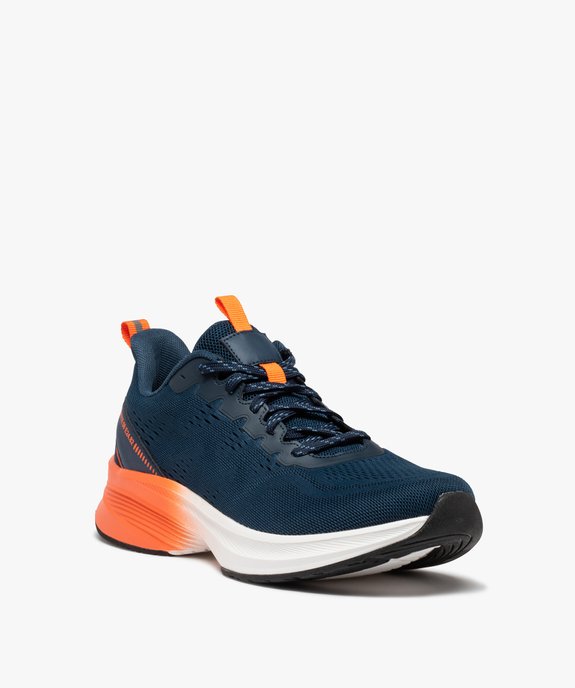 Baskets homme running en mesh détails fluo vue2 - GEMO 4G HOMME - GEMO