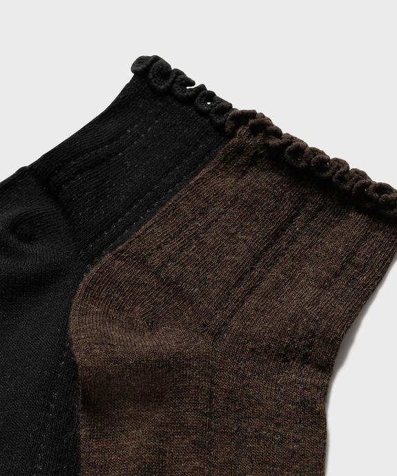 Socquettes en maille ajourée à bord roulotté femme (lot de 2 paires) vue2 - GEMO(HOMWR FEM) - GEMO
