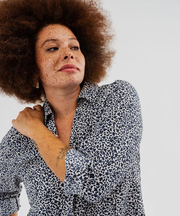 Chemise manches longues imprimée en maille gaufrée femme grande taille vue6 - GEMO (G TAILLE) - GEMO