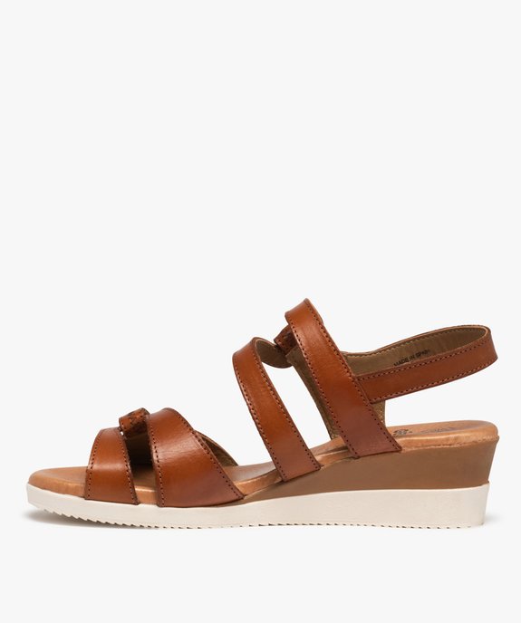 Sandales femme compensées à brides scratch en cuir vue3 - VALENTINA BALDA - GEMO