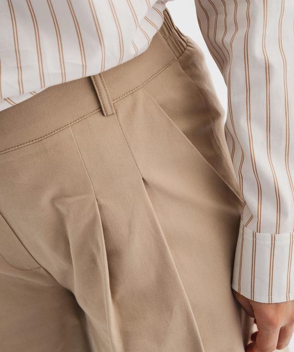 Pantalon tailoring large en coton stretch femme vue3 - GEMO(FEMME PAP) - GEMO