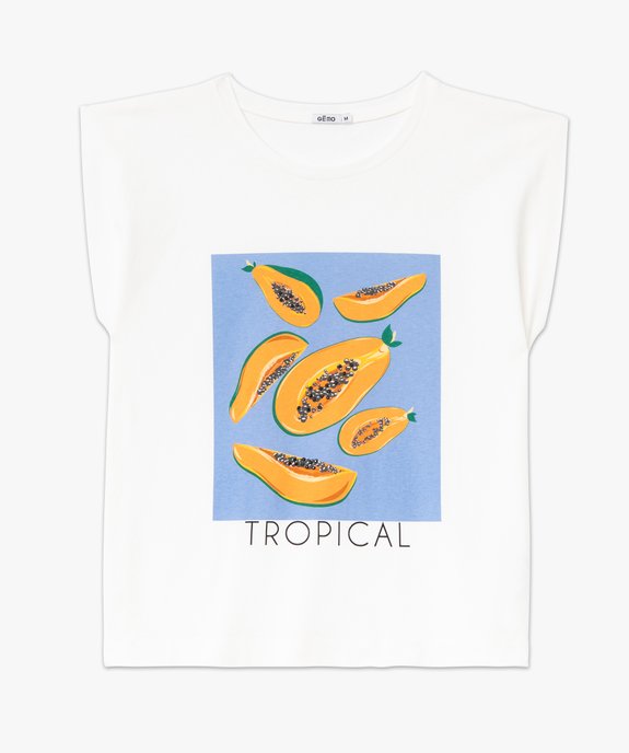 Tee-shirt manches courtes coupe loose en coton imprimé femme vue4 - GEMO(FEMME PAP) - GEMO