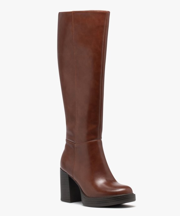 Bottes à talon haut dessus uni et à semelle plateforme vue3 - FOLLOW ME G4G - GEMO