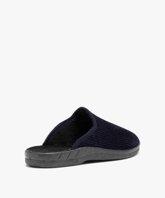 Chaussons homme mules confort dessus en velours côtelé uni vue4 - GEMO(HOMWR HOM) - GEMO