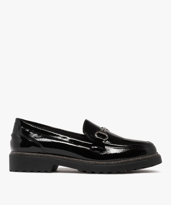 Mocassins femme vernis à semelle crantée avec liseré pailleté vue2 - FOLLOW ME G4G - GEMO