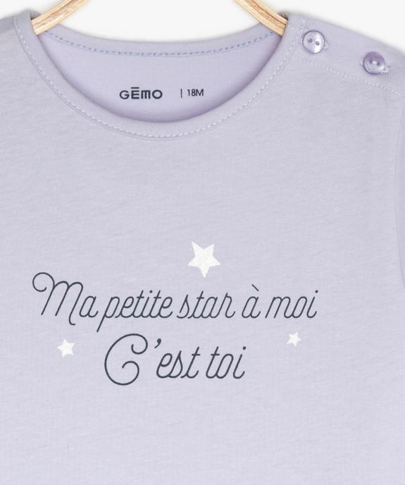 Tee-shirt bébé fille à manches courtes et motif pailleté vue2 - GEMO 4G BEBE - GEMO