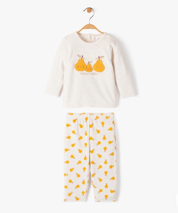 Pyjama en velours 2 pièces imprimées poires bébé vue1 - GEMO(BB COUCHE) - GEMO