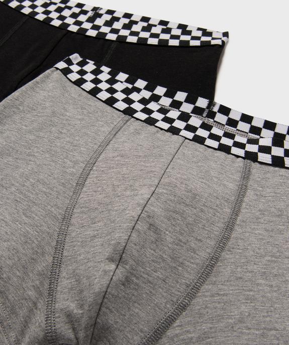 Boxers en coton stretch avec ceinture à damiers garçon (lot de 2) vue2 - GEMO 4G GARCON - GEMO