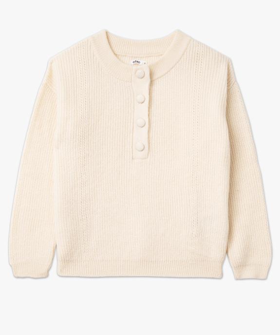 Pull grosse maille à col rond boutonné femme vue4 - GEMO(FEMME PAP) - GEMO
