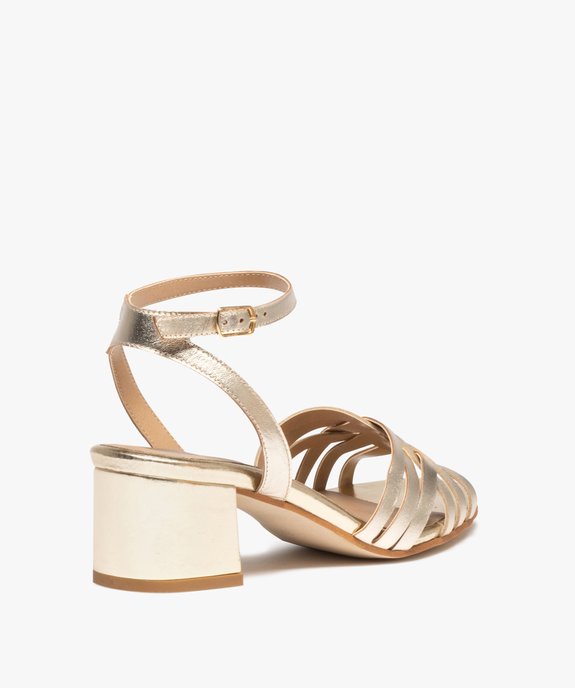 Sandales femme unies à talon carré et brides croisées en cuir - Taneo vue4 - TANEO - GEMO