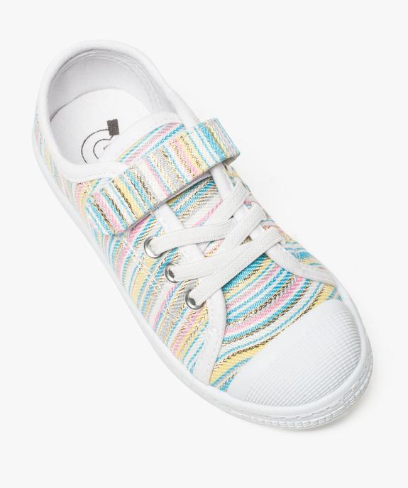 Tennis fille rayée et dorée à scratch et lacets élastiques vue5 - GEMO (ENFANT) - GEMO