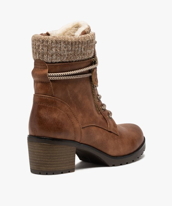 Boots femme à talon et col rembourré en maille vue5 - GEMO(URBAIN) - GEMO