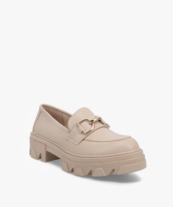 Mocassins femme unis à semelle plateforme crantée vue3 - GEMO (CASUAL) - GEMO