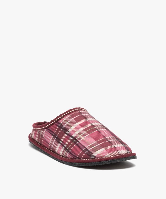 Chaussons femme mules plates douillettes à carreaux vue2 - GEMO(HOMWR FEM) - GEMO