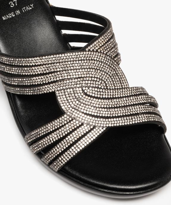 Mules femme compensées avec brides à strass entrelacées et ajourées vue6 - GEMO(URBAIN) - GEMO