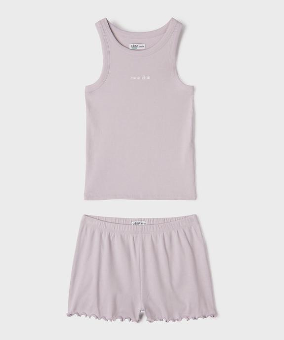 Pyjashort en maille côtelée extensible fille vue1 - GEMO 4G FILLE - GEMO