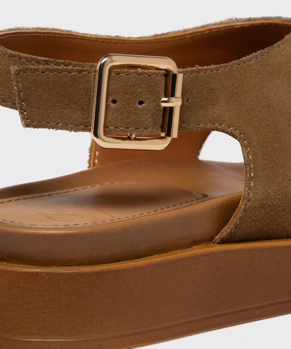 Sandales plates avec brides en cuir croisées femme - Tanéo vue6 - TANEO - GEMO