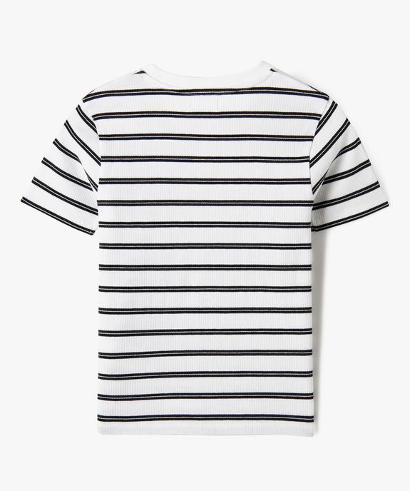 Tee-shirt à manches courtes en maille côtelée fille vue3 - GEMO 4G FILLE - GEMO
