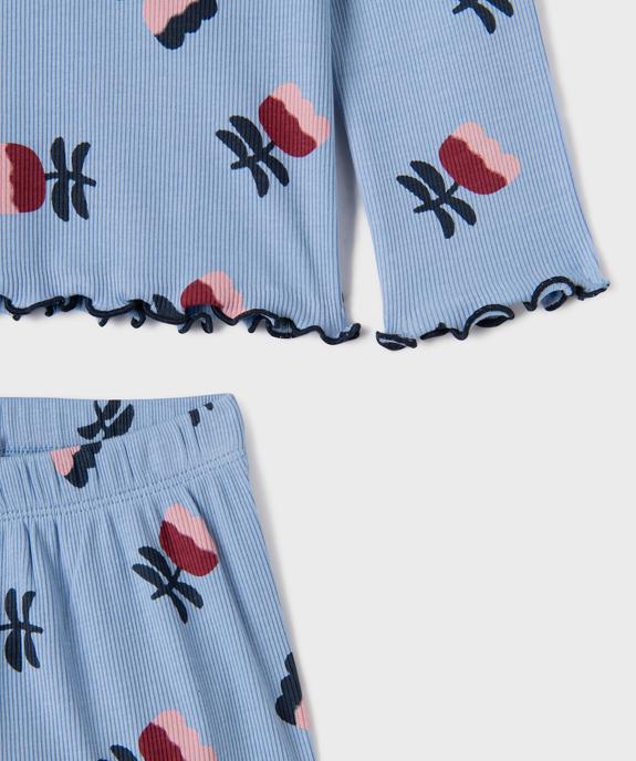 Pyjama en maille côtelée à motifs fleuris fille vue2 - GEMO 4G FILLE - GEMO
