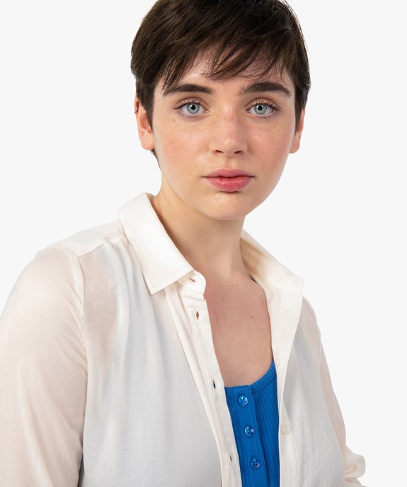 Chemise en satin à manches longues femme vue2 - GEMO 4G FEMME - GEMO