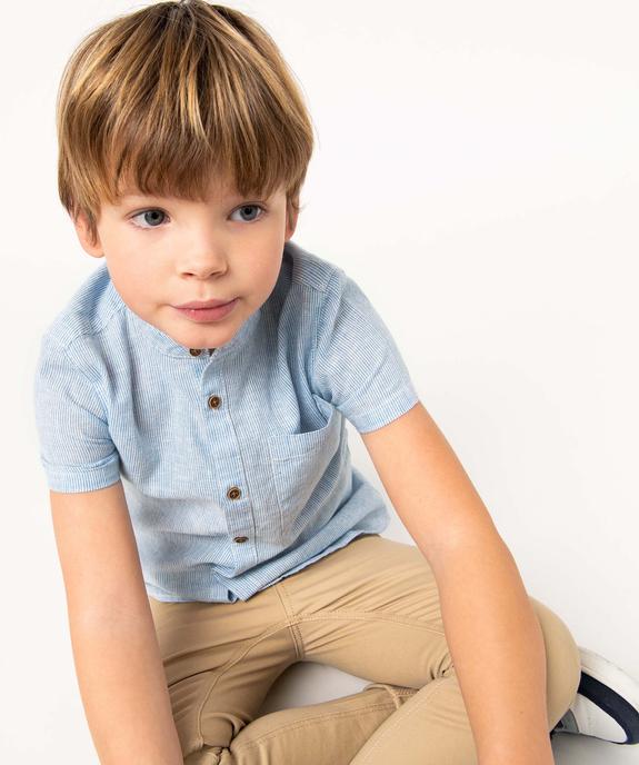 Chemise garçon rayée à manches courtes et col mao vue6 - GEMO (ENFANT) - GEMO