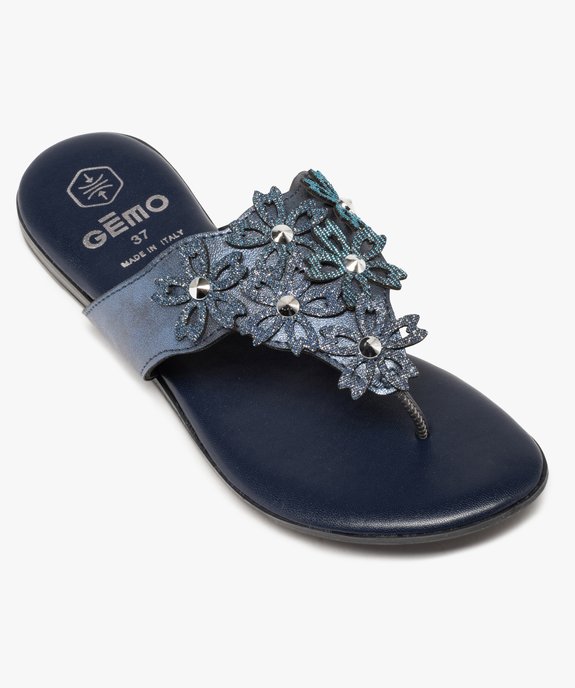 Tongs femme à large bride ornée de fleurs en relief vue5 - GEMO (CASUAL) - GEMO