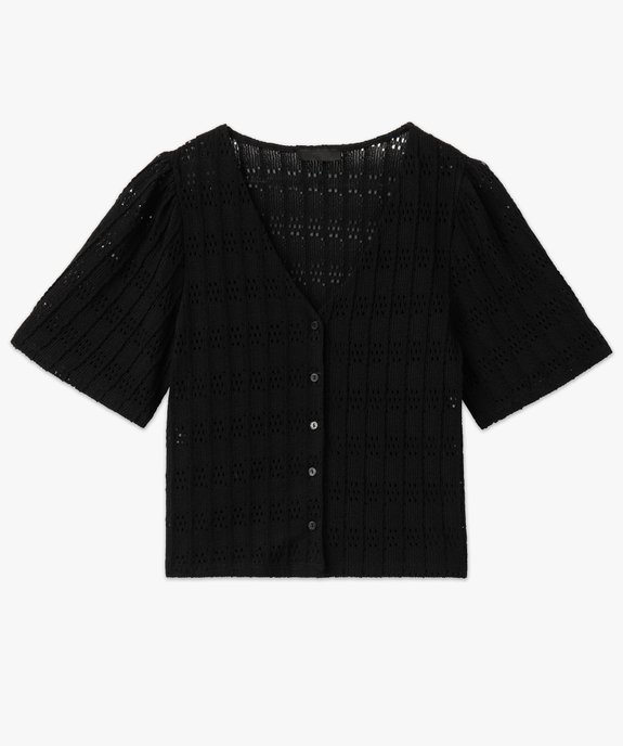 Chemise à manches courtes en maille ajourée femme vue4 - GEMO(FEMME PAP) - GEMO