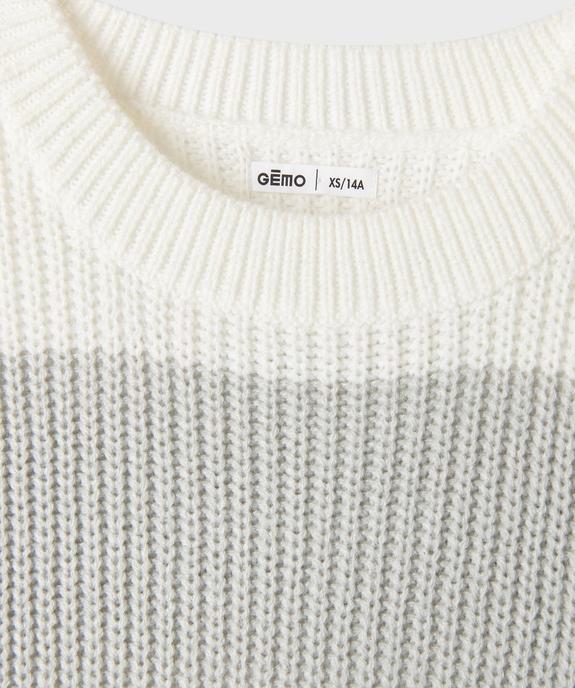 Pull court oversize à larges rayures fille vue2 - GEMO (JUNIOR) - GEMO