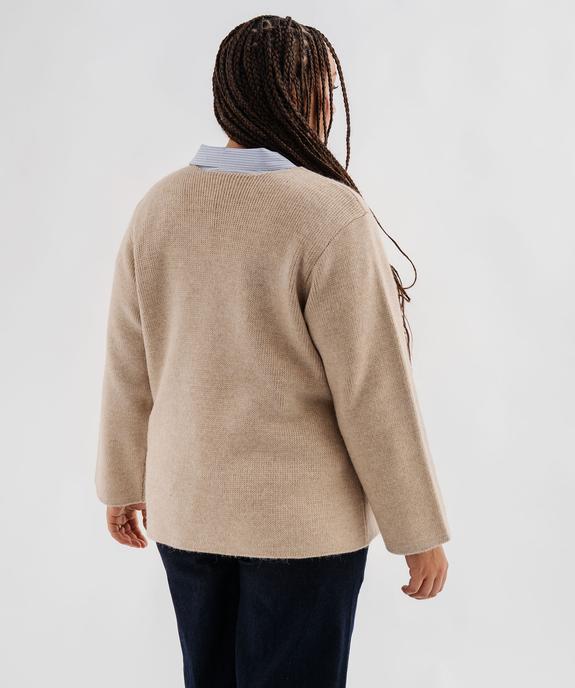 Gilet en grosse maille fermeture croisée femme grande taille vue3 - GEMO (G TAILLE) - GEMO