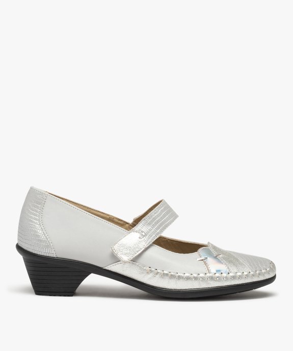 Escarpins confort femme en cuir détails brillants vue1 - GEMO 4G FEMME - GEMO