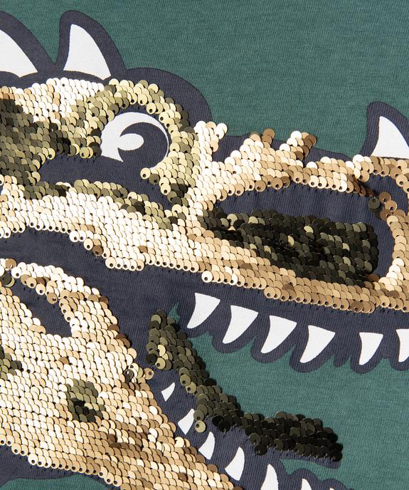 Tee-shirt à manches longues avec motif dinosaures et sequins réversibles garçon vue4 - GEMO (ENFANT) - GEMO