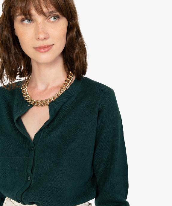 Gilet femme boutonné coupe classique et col rond vue2 - GEMO (MAILLE) - GEMO