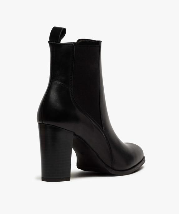Boots femme à talon dessus style chelsea en cuir uni vue4 - GEMO(URBAIN) - GEMO