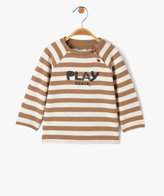 Tee-shirt manches longues rayé en coton épais bébé garçon vue1 - GEMO(BEBE DEBT) - GEMO