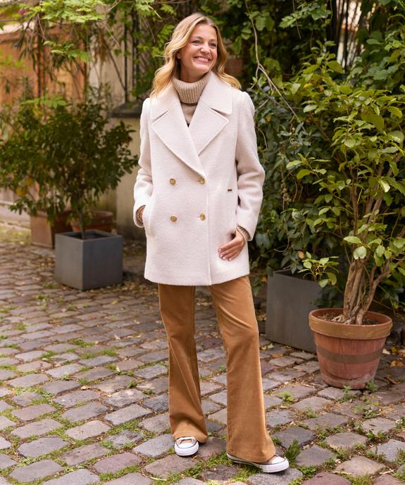 Manteau chic en maille bouclette femme - LuluCastagnette vue1 - LULUCASTAGNETTE - GEMO