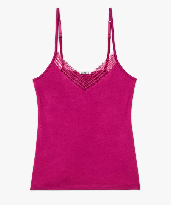 Haut de pyjama à fines bretelles et dentelle femme vue4 - GEMO 4G FEMME - GEMO