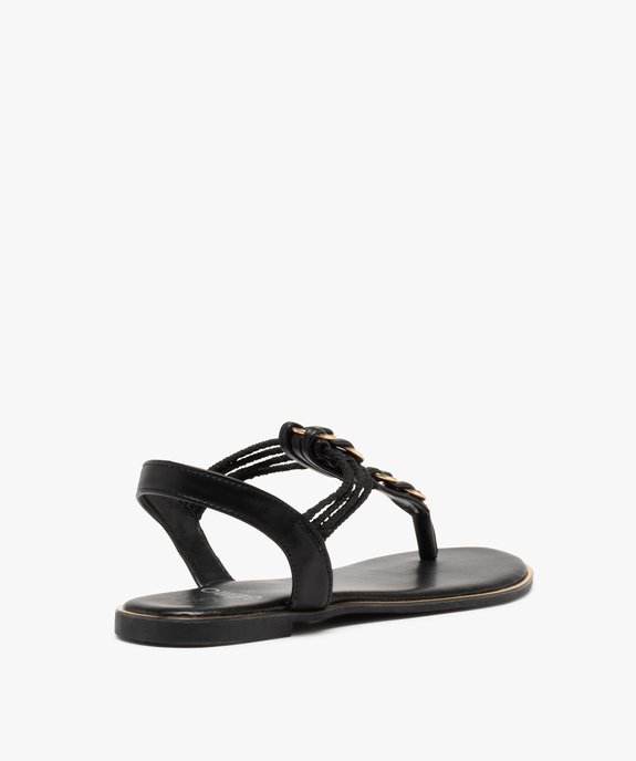 Sandales femme à talon plat et entre-doigts détails métal vue4 - GEMO (CASUAL) - GEMO