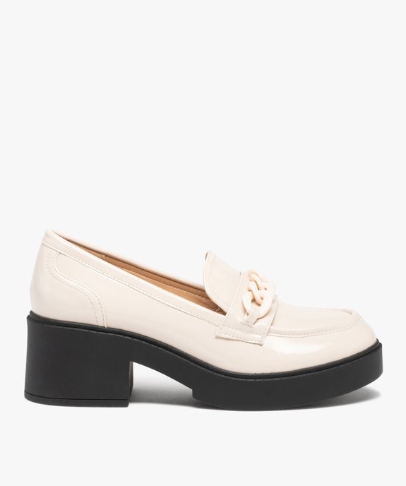 Mocassins femme vernis à talon large et semelle épaisse vue1 - GEMO(URBAIN) - GEMO