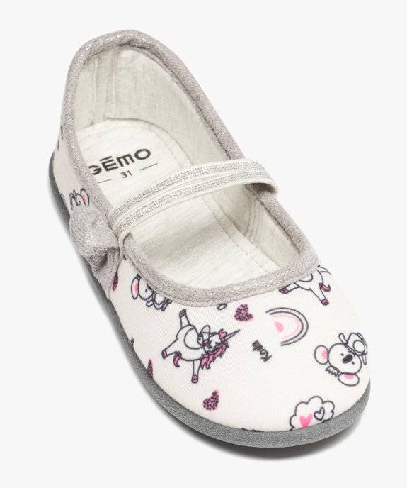 Chaussons fille ballerines imprimées à bride élastiquée vue5 - GEMO 4G FILLE - GEMO