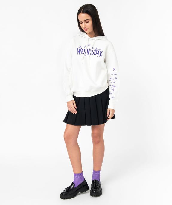 Sweat à capuche molletonné avec motifs et broderie femme - Wednesday vue5 - WEDNESDAY - GEMO