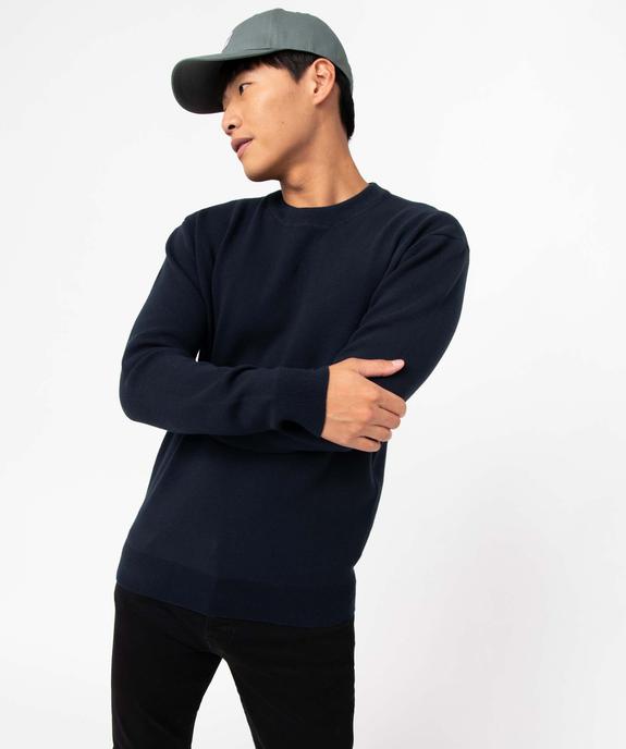 Pull homme à col rond en maille unie vue1 - GEMO (HOMME) - GEMO