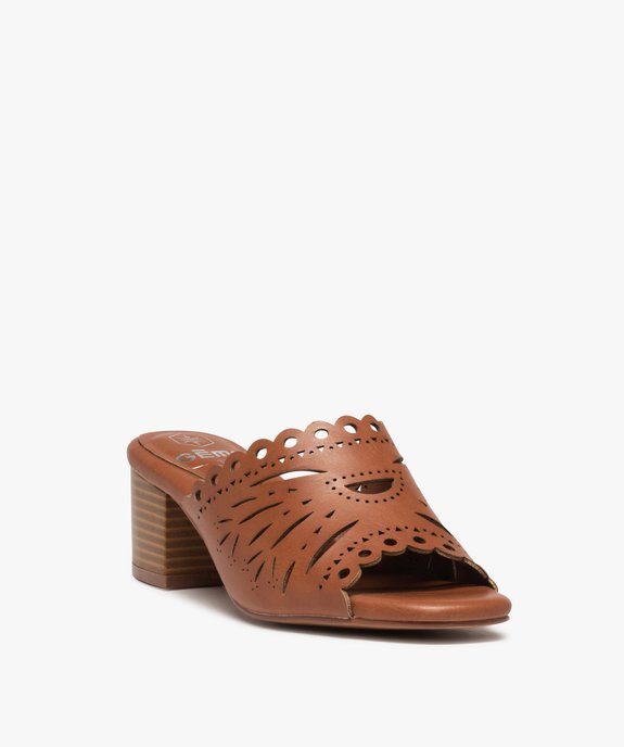 Mules femme à talon dessus large bride ajourée vue3 - GEMO(URBAIN) - GEMO