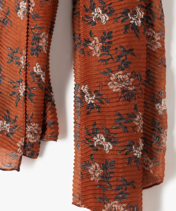 Foulard femme gaufré et fleuri vue2 - GEMO (ACCESS) - GEMO
